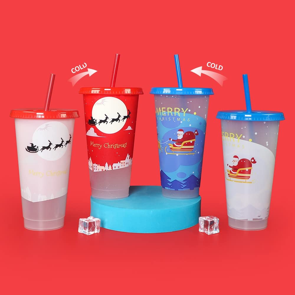 Color Changing Cups Lids Straws, Color Changing Tumbler Straw Set