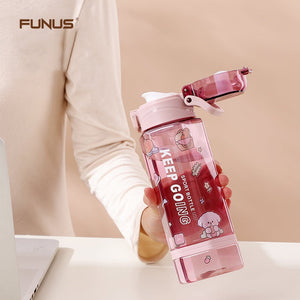 Funus 24 OZ clear water bottle carrying and filter mesh, leak-proof BPA-free, make sure you drink enough water, gym, camping, outdoor sports