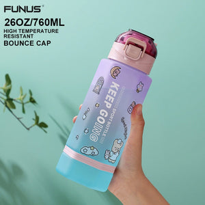 24oz Water Bottle with Carry Strap and filter net , Leak-Proof BPA-Free, Ensure You Drink Enough Water for Fitness, Gym, Camping, Outdoor Sports