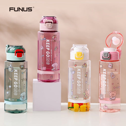 Funus 24 OZ clear water bottle carrying and filter mesh, leak-proof BPA-free, make sure you drink enough water, gym, camping, outdoor sports