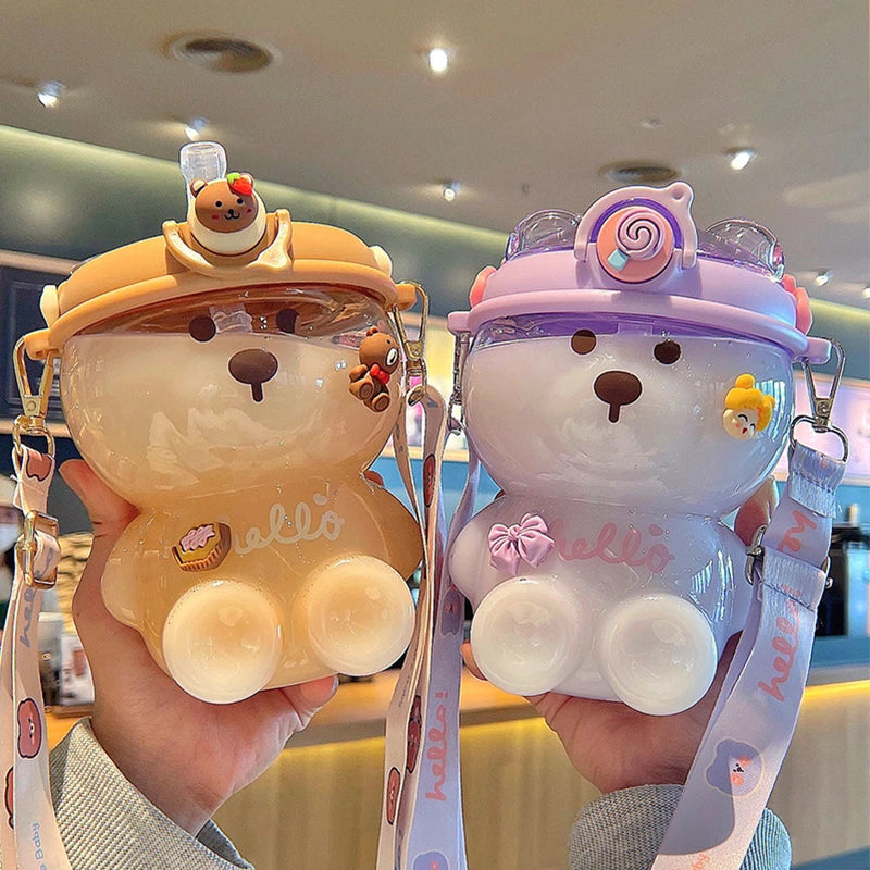 Travel Straw Cup Cute Kawaii Kids Insulated Water Bottle Cups and