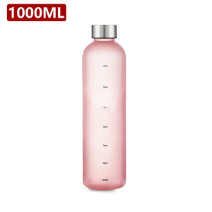 32 OZ Water Bottle With Time Marker 32 OZ Motivational Reusable Fitness Sports Outdoors Travel Leakproof BPA Free Frosted Plastic