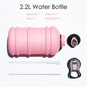 SOXCOXO 2.2L/74oz Half Gallon Water Bottle With Straw BPA Free Large Water Bottle with Handle Big Sports Bottle Jug for Yoga/Hiking/Gym/Camping Outdoor Sports Pink