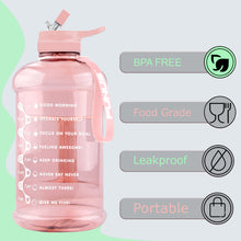 Load image into Gallery viewer, FUNUS Half Gallon Water Bottle Motivational with Time Marker, Big BPA Free Water Jug with Straw and Handle, Leak Proof for Men Women Sports Camping Transparent Pink