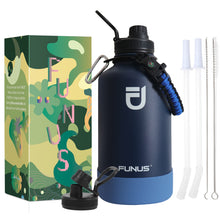 Load image into Gallery viewer, FUNUS 64OZ Vacuum Insulated Water Jug With Straw And Paracord（Nevy Blue）