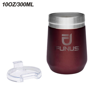 FUNUS 10 oz Wine Tumbler, Vacuum Insulated, Stainless Steel with Lid