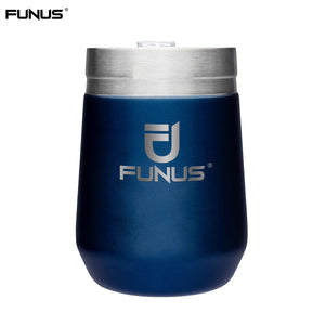 FUNUS 10 oz Wine Tumbler, Vacuum Insulated, Stainless Steel with Lid