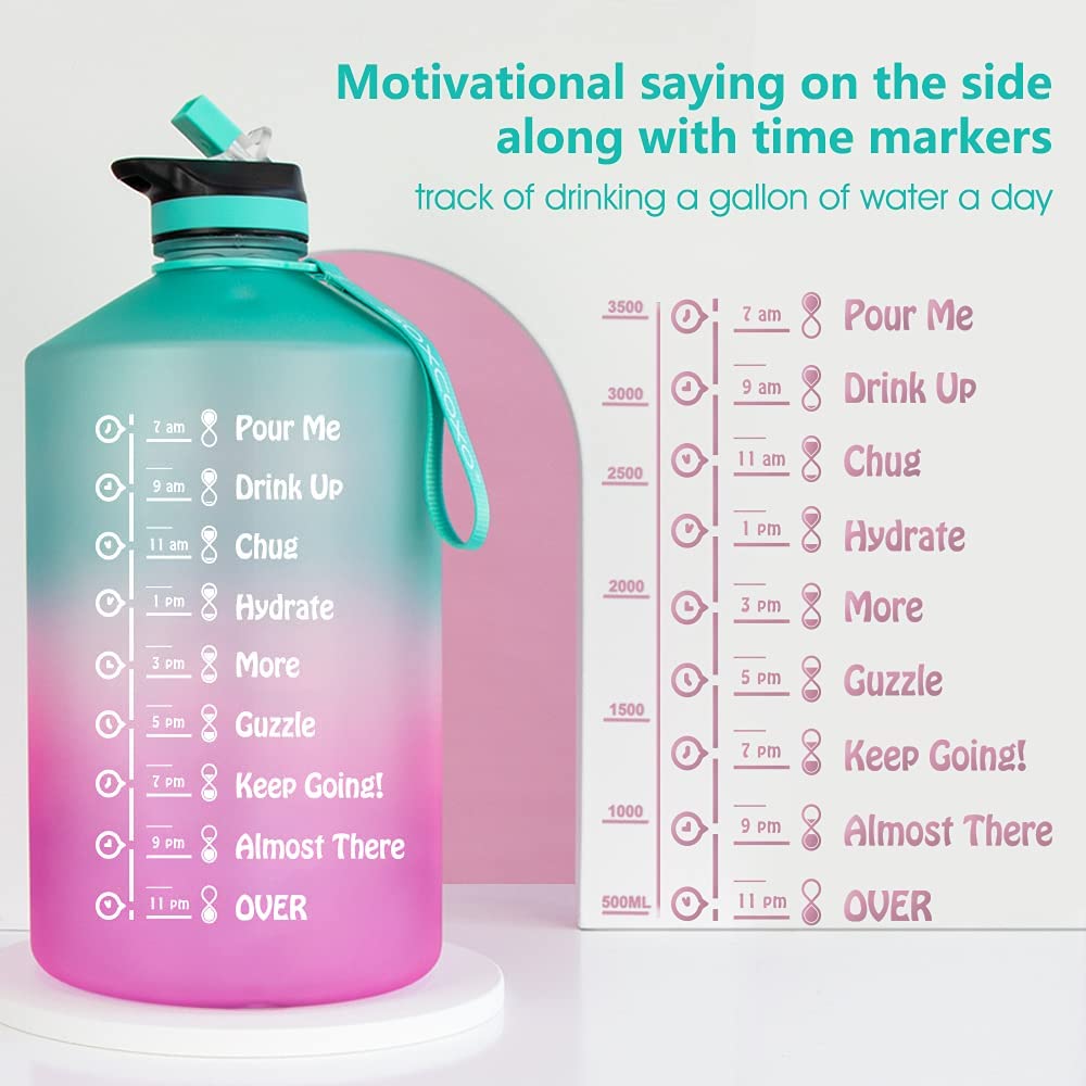 SOXCOXO One Gallon Water Bottle With Straw ,128oz Water Jug Motivation –  FUNUS WATER BOTTLE
