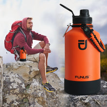 Load image into Gallery viewer, FUNUS 64OZ Insulated Water Bottle （ORANGE）