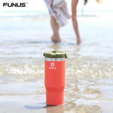 Load image into Gallery viewer, FUNUS 30oz Stainless Steel Tumbler with Straw, Vacuum Insulated Water Bottle for Home, Office or Car, Reusable Cup with Straw Leakproof Flip