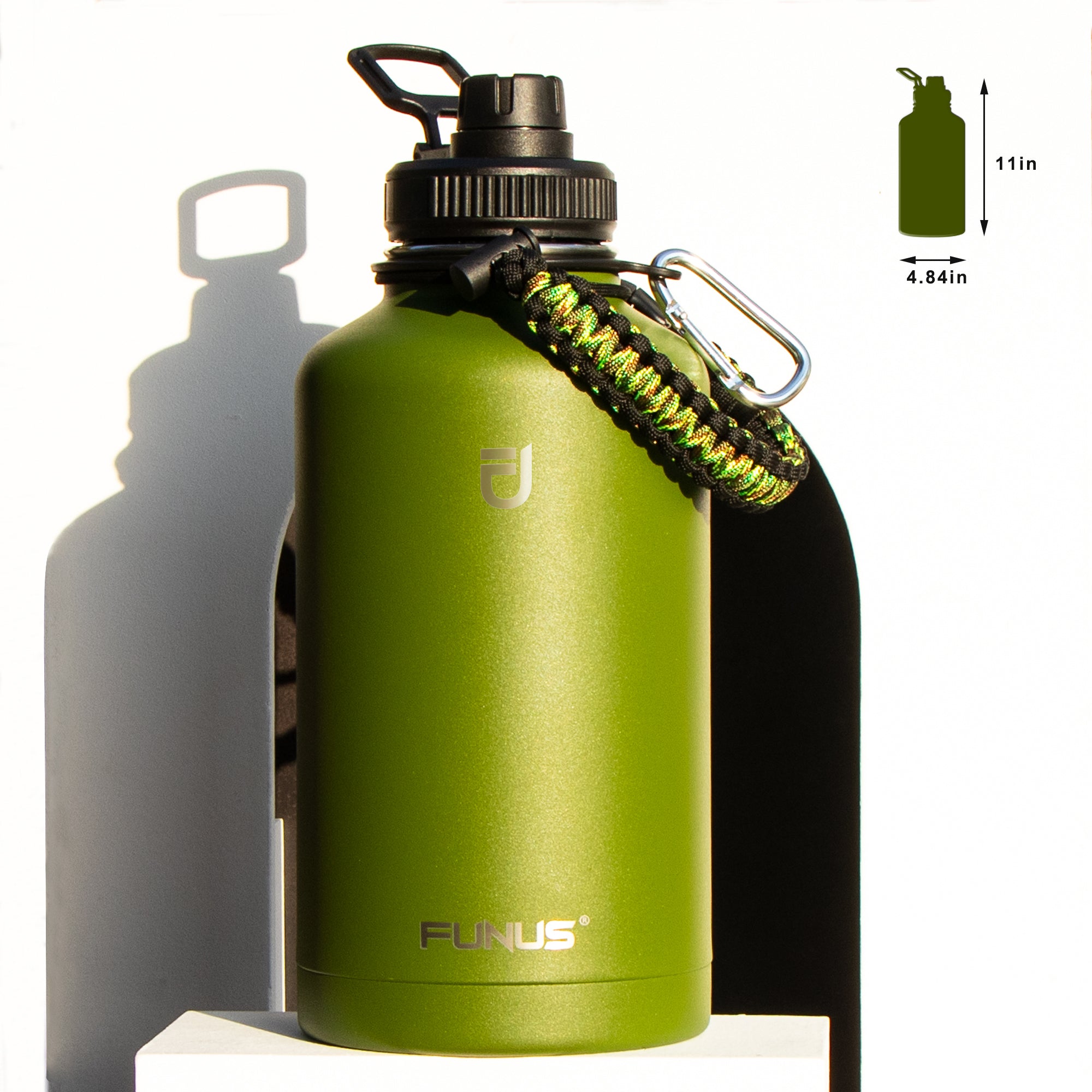 FUNUS Insulated Water Bottle, 64 oz Vacuum Stainless Steel Water