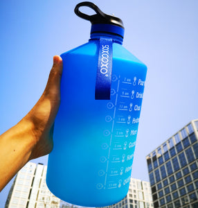 SOXCOXO Large 1 Gallon/128oz Water Bottle with Time Marker &Straw,BPA Free Leakproof Water Jug,Big Water Bottle With Times To Drink for Gym Fitness Outdoor Sports Ocean Blue Gradient