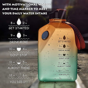 SOCOO Big Water Bottle 2.7L Water Jug BPA Free Leak Proof Reusable for Men Women Fitness Gym Outdoor Climbing - 91 oz Gradient