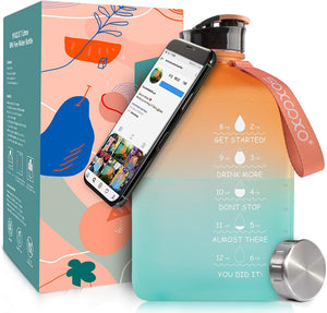 SOCOO Big Water Bottle 2.7L Water Jug BPA Free Leak Proof Reusable for Men Women Fitness Gym Outdoor Climbing - 91 oz Gradient