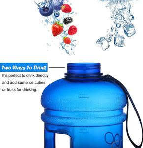 Half Gallon 64oz Water Bottle With Lid Strap and Holder Bpa free Leakproof Great For Kids Women Man Large Water Jug For School Sports Gym Running Fitness Outdoor