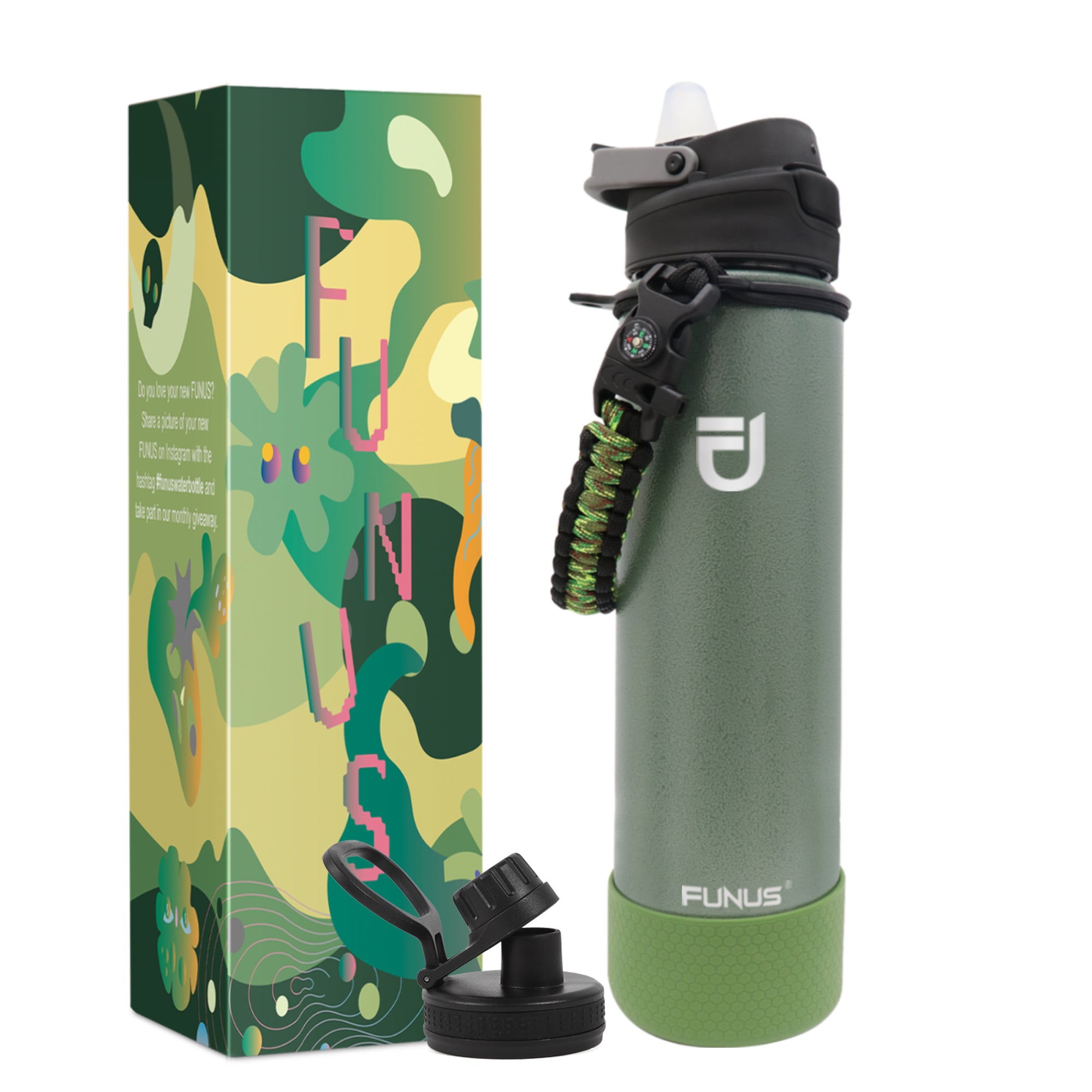 ThermoFlask Stainless Steel Vacuum Insulated Hot Cold Water Bottle 24 Oz  Green