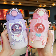 Load image into Gallery viewer, 24OZ/700ml Kids Water Bottle for School Boys Girl Cup With Straw BPA Free Cute Cartoon Leakproof Mug Portable Travel Drinking Tumbler