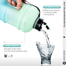 Load image into Gallery viewer, SOXCOXO 2.2L/74oz Half Gallon Water Bottle With Straw BPA Free Large Water Bottle with Handle Big Sports Bottle Jug for Yoga/Hiking/Gym/Camping Outdoor Sports Green/Blue Gradient