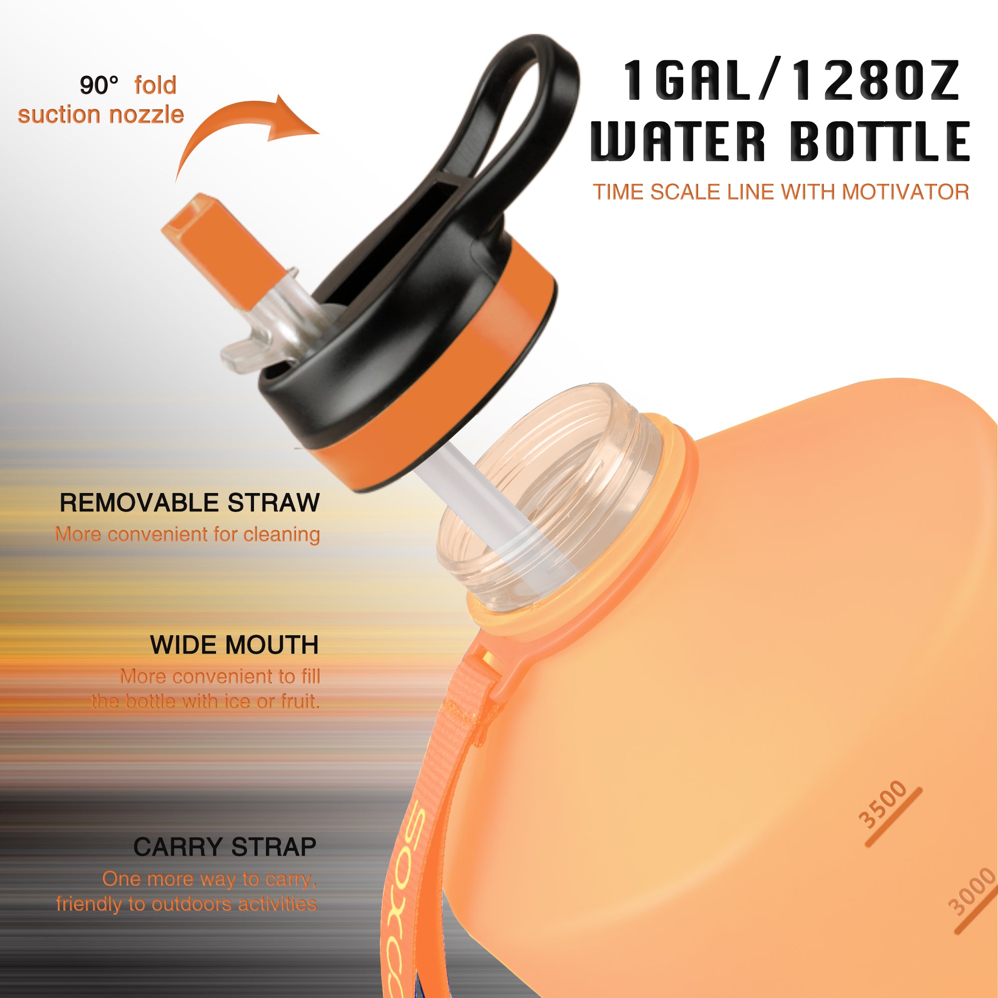 Plastic Water Bottle With Time Marker, Creative, Large Capacity