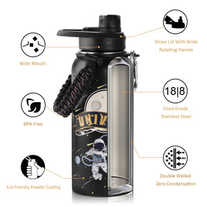 32 oz Insulated Water Bottle with Straw Lid,Vacuum Stainless Steel Sports Water Bottle with Wide Mouth,Keep Cold and Hot,Great for Hiking & Biking Outdoor,kids use in school