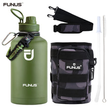 Load image into Gallery viewer, FUNUS 64oz Insulated Water Bottle With Carrier Bag &amp; Paracord Handle For Sports,Gm,Outdoors camo