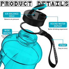 Load image into Gallery viewer, SOXCOXO Half Gallon Water Bottle with Motivational Time Maker,64oz BPA Free Big Water bottle with Handle Leak Proof Water Bottle for Sport Gym Fitness Outdoor Workout Aqua