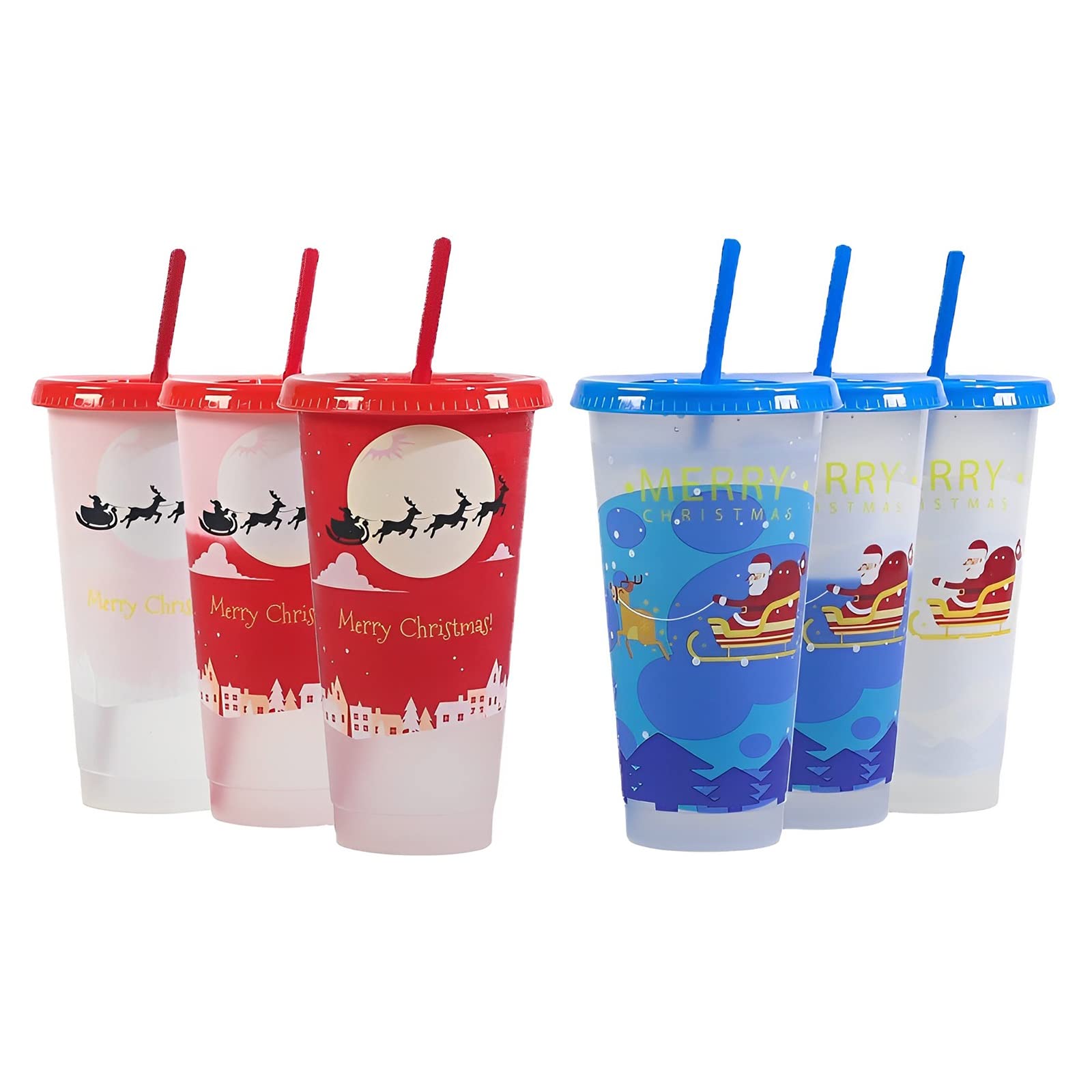 ChainPlus Color Changing Cups with Lids and Straws - 7 Pack 16 oz Plastic  Tumblers with Lids and Straws Bulk, Christmas Gifts for Women, Xmas Party  Favors for Friends 