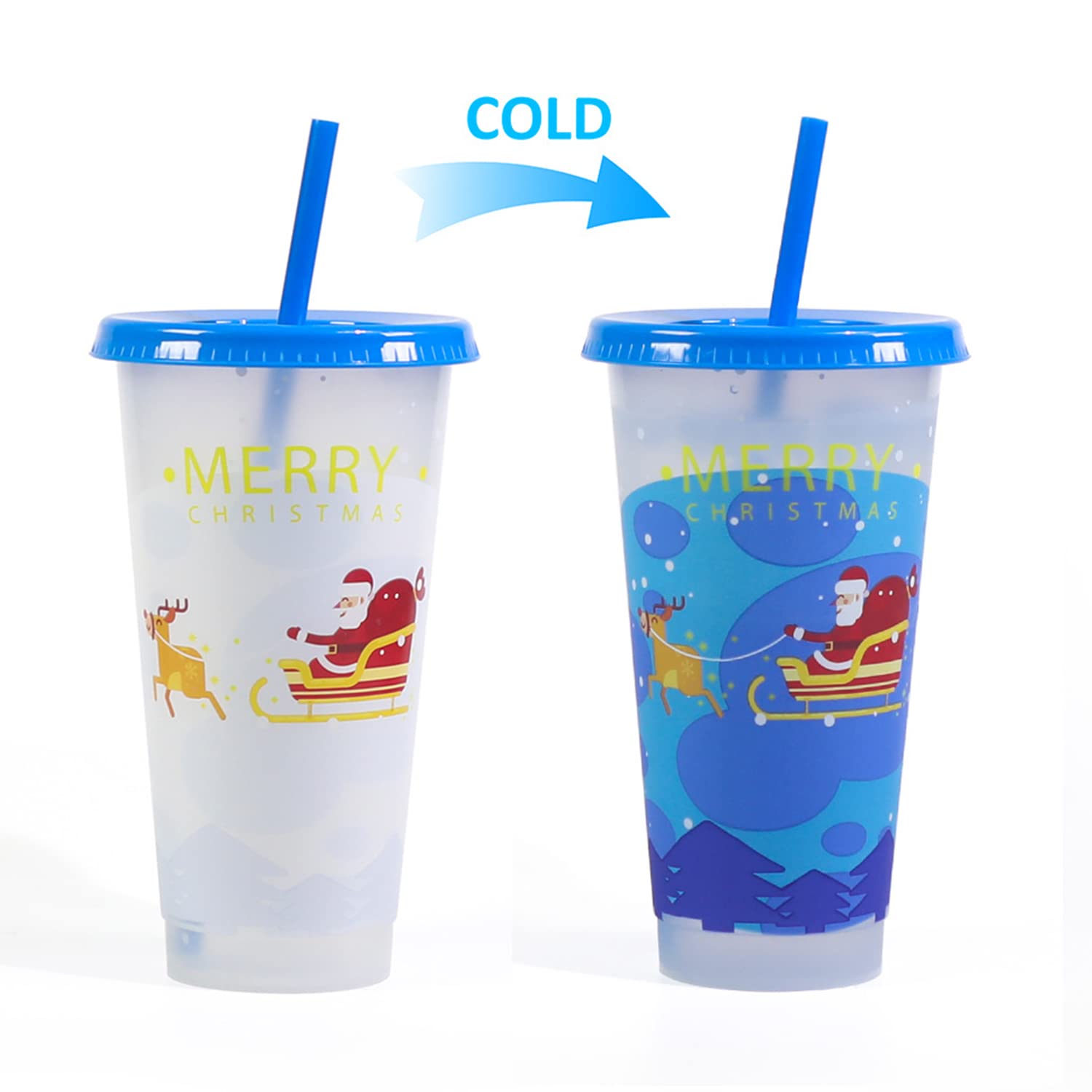 Plastic Cup Christmas Coffee - 5pcs Water Bottles Straw Plastic